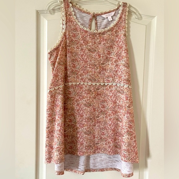 Lauren Conrad Floral Tank with Embroidery Detail Women’s Size Small - Picture 1 of 12